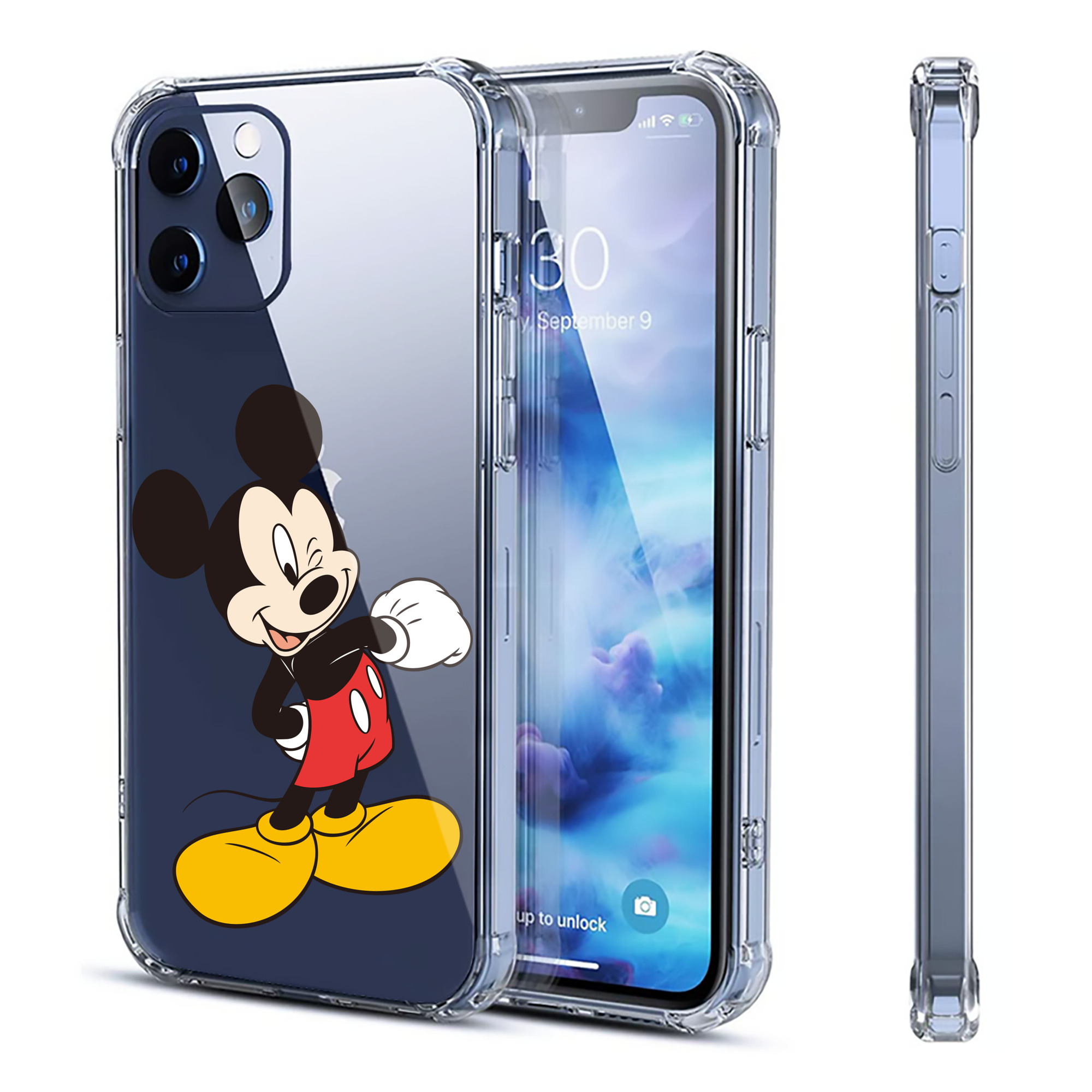 （画像用） ミッキーマウス Mickey Mouse 【iPhone 12シリーズ対応】透明スマホケース（クリアソフトケース）
